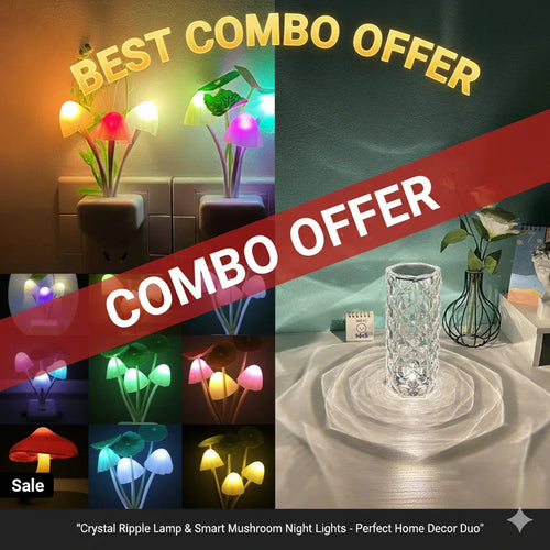 Best Combo Offer: Diamond Crystal Lamp & Mushroom LED Night Light - Power World