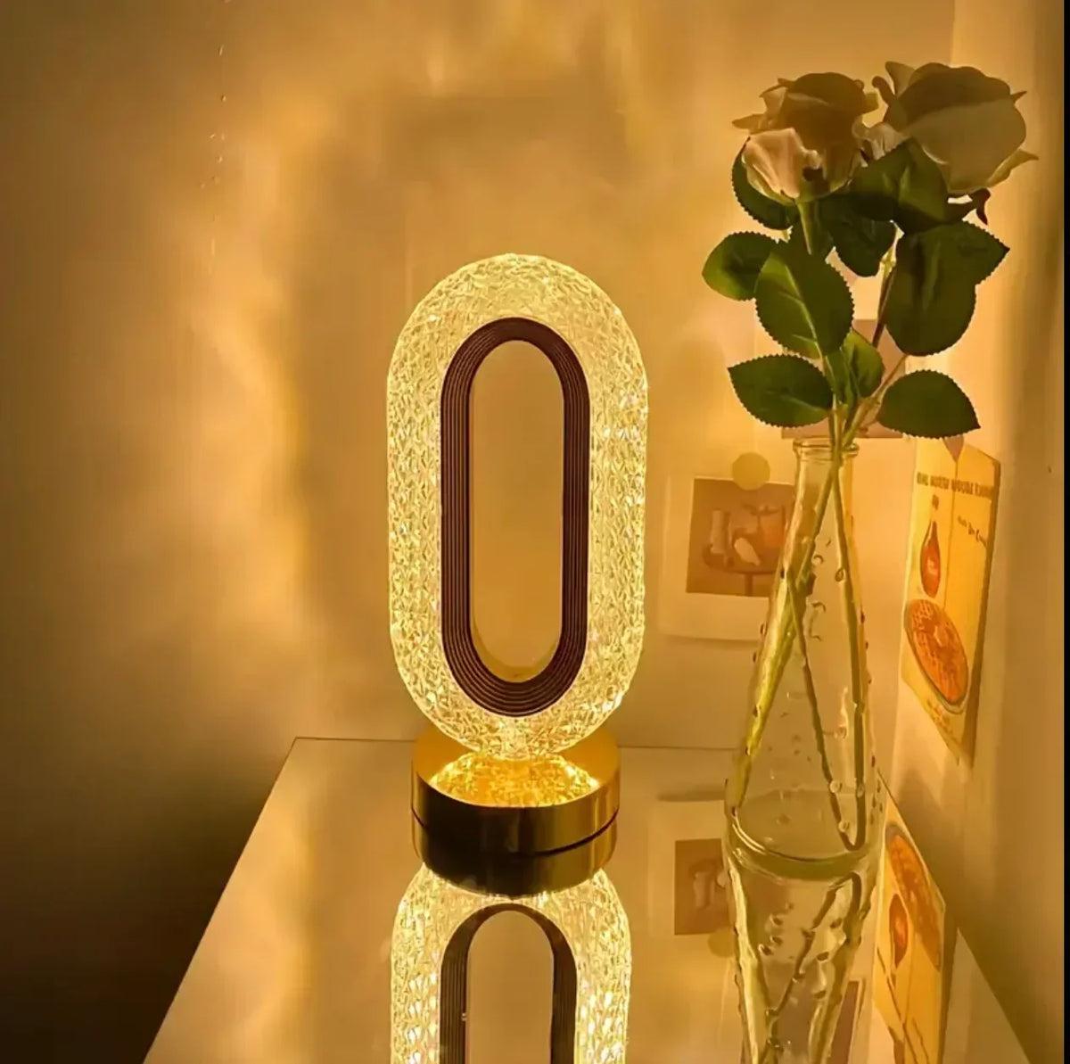 Luxury Oval Crystal Table Lamp (3 Colors Mode) - Rechargeable