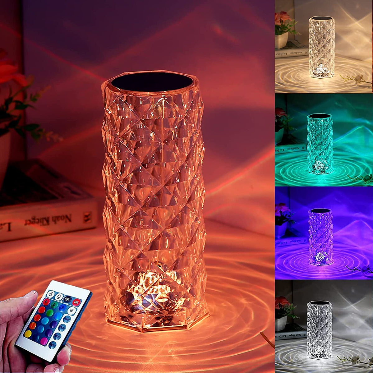 Rose Rays™ Crystal Diamond Table Lamp - 16 Colors (Imported)