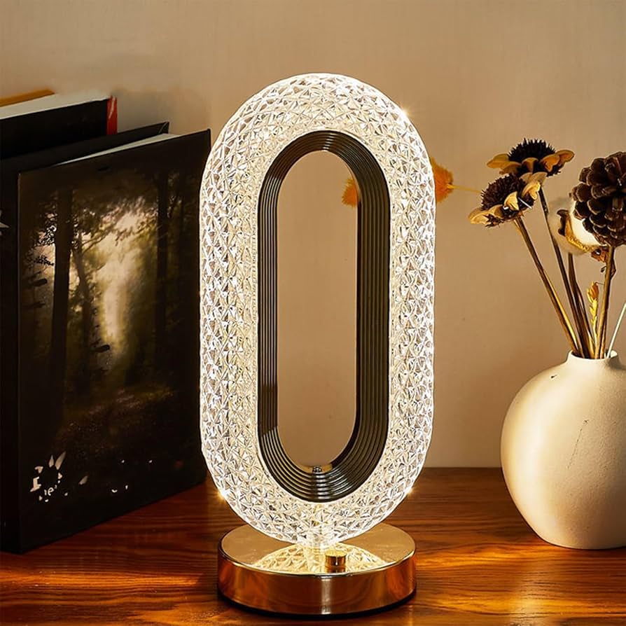 Luxury Oval Crystal Table Lamp (3 Colors Mode) - Rechargeable