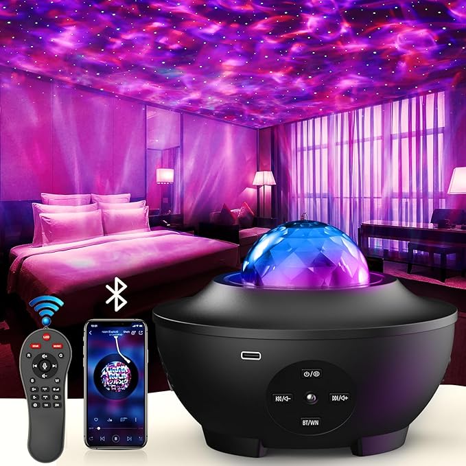 Star Galaxy Projector Lamp with Bluetooth Speaker - Remote & Multiple Colors